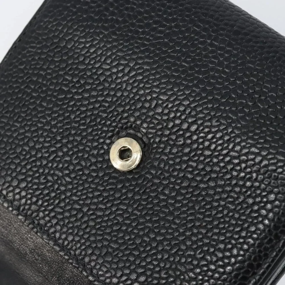 CHANEL Wallet Grained Calf Skin Black Gold CC Auth fm4996 - Picture 14 of 16